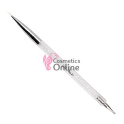 Pensula de unghii Mollylac cu 2 capete pt pictura unghii nr 000 si instrument punctie, model 397461